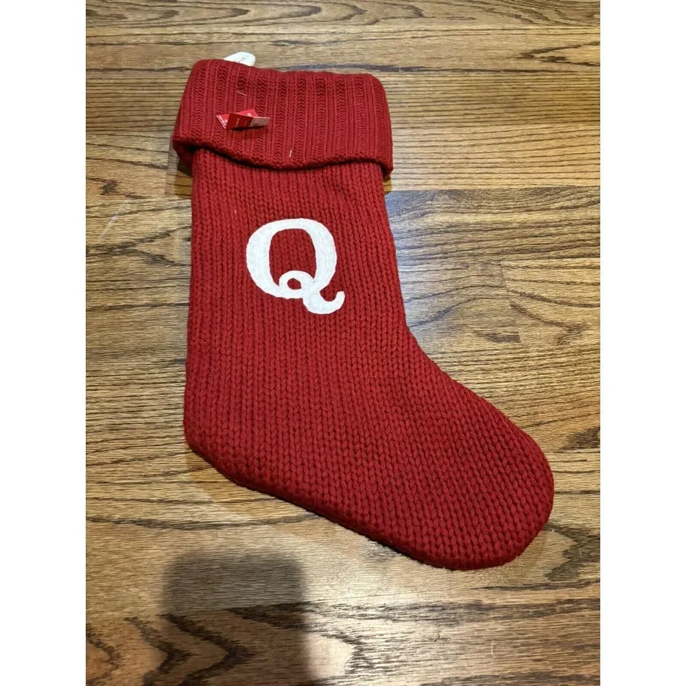 Wondershop Target Christmas Stocking Red Cable‎ Knit Letter Q Monogram 18